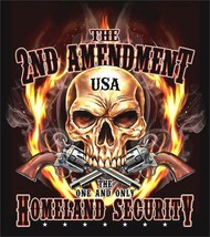 2ND Amendment Usa Homeland Security Lg Tee Shirt Skull Gun Control Pistols #304 - £7.41 GBP