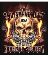 2ND AMENDMENT USA HOMELAND SECURITY LG TEE SHIRT skull gun control pisto... - £7.57 GBP