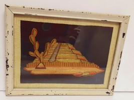 Vintage Rare Southwestern Pine Needle Art Hand Crafted Framed 7 3/4&quot;x5 3/4&quot; - £75.93 GBP