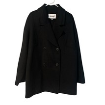 Jason Wu Coat Black Double Breasted Wool Peacoat Outerwear Oversized Sma... - $117.81