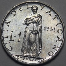 Vatican City Lira, 1951 Gem Unc~Rare 400,000 Minted~Pope Pius XII~Free S... - £6.09 GBP
