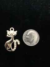 Cat Gold plated charm pendant or Necklace Charm - $9.50
