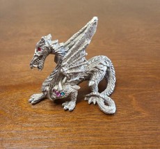 Vintage CCI PEWTER 44143 Fantasy Winged Dragon With Gems - $18.69