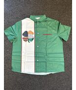 Mens St PatricksDay Flag Four Leaf Clover Button Down Shirt White Green ... - $289.88 MXN