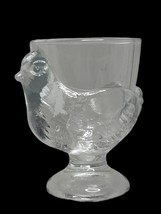 Vintage Arc France Chicken Hen Clear Glass Egg Cup Holder Country Farmhouse - £9.43 GBP
