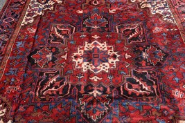 7&#39;4 x 9&#39;10 Plush Geometric Fine Vintage Caucasian Heris Handmade Wool Area Rug - £1,775.51 GBP