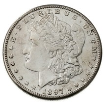 1897-S Silver Morgan Dollar Choice BU, Excellent Eye Appeal Full Mint Luster - £118.68 GBP