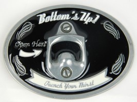 Bottoms Up Belt Buckle Quench Your Thirst Open Here Bottle Opener Buckle - £19.43 GBP
