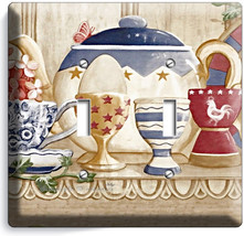 RUSTIC COUNTRY KITCHEN PANTRY DISHES DOUBLE LIGHT SWITCH WALL PLATE COVE... - £10.17 GBP