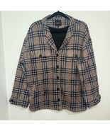 Liverpool Women’s L Cream/Tan/Black Plaid Blazer Shacket Button Up Pockets - $12.50