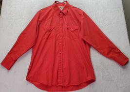 Ely Cattleman Shirt Mens Size 16.5 Red Long Sleeve Collar Pearl Snap Button Down - £12.23 GBP