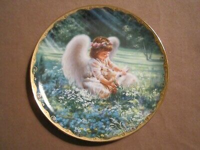 Primary image for AN ANGEL'S CARE collector plate DONA GELSINGER Garden Blessings ANGEL Bunny