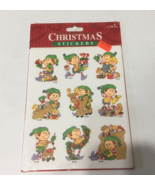 Vintage Christmas stickers elves elf Santa helper still in original  pac... - $29.80 CAD