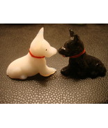 VINTAGE OLD MILK GLASS BLACK &amp; WHITE SCOTTY DOGS SMALL CARNIVAL PRIZE - £9.64 GBP