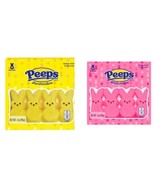 Peeps Easter Bunnies Marshmallow Candy Variety 2 Pack 16 Pieces Pink Yel... - $9.85