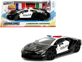 Lamborghini Centenario Police Black White Hyper-Spec Series 1/24 Diecast Car Jad - $42.15