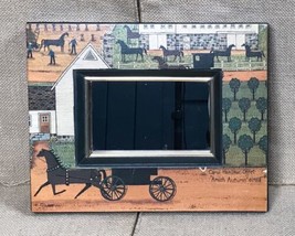 Vintage Carol Hamilton Offet Art Amish Autumn Wood Frame Mirror Primitiv... - $44.55