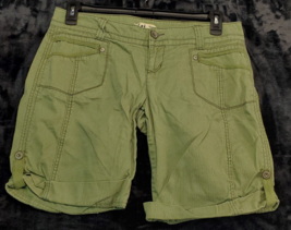 LEI Cargo Shorts Womens Size 11 Green 100% Cotton Pockets Flat Front Med... - £8.70 GBP