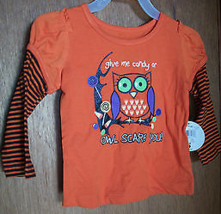 Fashion Holiday Baby Clothes 12M Infant Orange Candy Owl Halloween Tee S... - $7.59