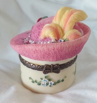Artisan Flair Fashion Lady Hat Keepsake Hinged Porcelain Trinket Miniatu... - £6.34 GBP