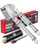 Garlic Press Stainless Steel - Premium Garlic Mincer with Silicone Garli... - £16.86 GBP