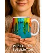 Rainbow Dripping Paint Mug Wrap | 11 oz Sublimation Design | Glossy Colo... - $72.90 MXN