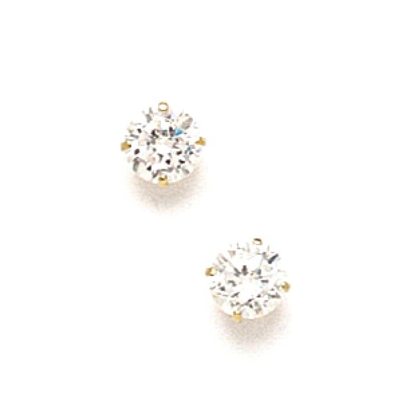Primary image for 14K Yellow Gold 5MM Round Basket Cubic Zircon Birthstone Screw Back Studs S5-4