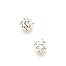 14K Yellow Gold 5MM Round Basket Cubic Zircon Birthstone Screw Back Stud... - £32.29 GBP