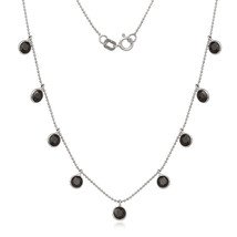 14k White Gold Necklace Black CZ Round Shape In Bazel By The Yard Chain - $134.34+
