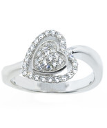 14k White Gold Sterling Silver Sidway Heart Cubic Zirconia Ring Sizes 5 ... - £27.50 GBP