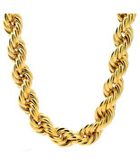 24K Gold Plated Stainless Steel Men Woman Rope Chain Necklace 2-4-6mm 20... - £10.90 GBP