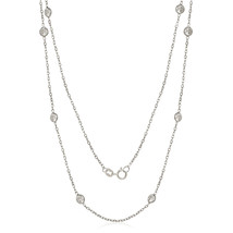925 Sterling Silver Necklace By The Yard With Round Shaped Clear  C.Z  - $45.52+