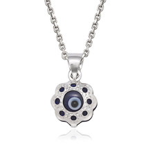 Evil Eye Flower of Fatima Judaica Kabbalah Charm Pendant 925 Silver Necklace - $44.05+