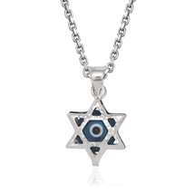 Evil Eye Good Luck Star Bead Charm Pendant Sterling Silver Judaica Chain - $12.32+