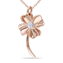 Flower Pendant w/ Sapphire Sterling Silver 14k Rose Gold Chain Necklace 16"-22" - $51.66+