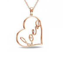 Heart &quot;LOVE&quot; Pendant Sterling Silver 14k Rose Gold Chain Necklace 16&quot;-22&quot; - £62.33 GBP+