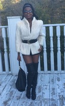 Designer Classy white blonde soft Mink Fur coat jacket Stroller Bolero S... - $791.99