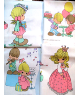 Fabric Precious Moment Vintage 1993 14&quot; x 18&quot; Squares 4 Different Design... - $7.04 CAD