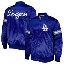 MLB LA Dodgers Blue Satin Baseball Varsity Bomber Jacket Embroidery logos - $119.99