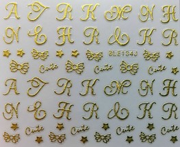 Nail Art 3D Decal Stickers Gold Alphabet Letters BLE134J - $3.19