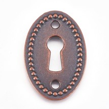 Keyhole Pendant Connector Antique Copper Tone Steampunk Lock Charm Oval - £3.56 GBP