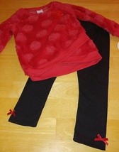 Nannette 2-PC RED/BLACK Velour TOP-STRETCH LEGGING-GIRL&#39;S Sz 5-NWT-SO SOFT/COMFY - £10.46 GBP