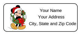 30 Mickey Mouse Christmas Address Labels,Stickers,disney,name tags,favors - £9.47 GBP