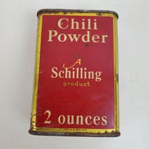 Vintage Schilling &amp; Company CHILI POWDER Spice Can 2 Oz EMPTY for Decor - $11.30