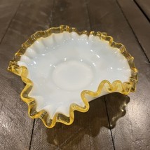 Fenton Amber Gold Crest Bowl Triangular Bon Bon Candy 5 3/4&quot; Wide - $24.74