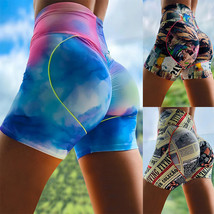 Digital Print Active Shorts Women Fitness Trousers Ladies High Waist Spo... - $16.66