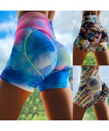Digital Print Active Shorts Women Fitness Trousers Ladies High Waist Spo... - £13.08 GBP