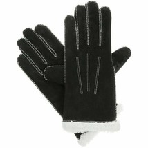 ISOTONER Black Moccasin Stitch Suede Sherpasoft Lined Womens Gloves L - $19.99