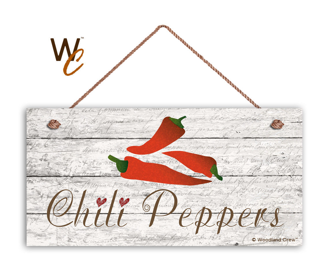 Chili Peppers Sign, Rustic Style Garden Sign,  5" x 10" Wood Vegetable Sign - $11.39