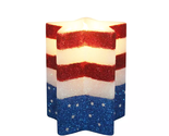 NEW Patriotic American Flag Sparkle Glitter Flameless LED Pillar Candle ... - £7.82 GBP